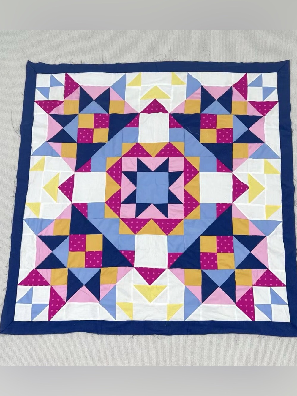 Handmade Berry Lemonade Star Patchwork Quilt Top 47x47" Pieced~BABY/BED/Wall Dec